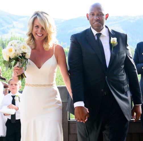 Popeye Jones with his wife on their wedding day